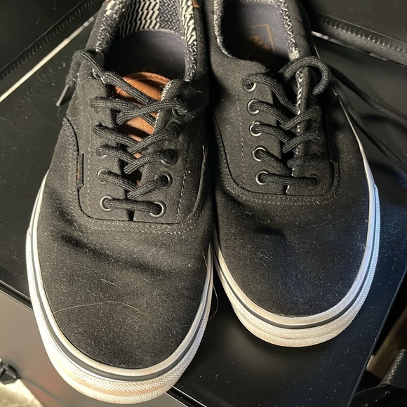 Vans off the Wall 721356 Lace Up Low Top BLACK & BROWN leather accents Size 9.5 - Picture 6 of 8